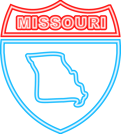 Neon map showing the state of Missouri