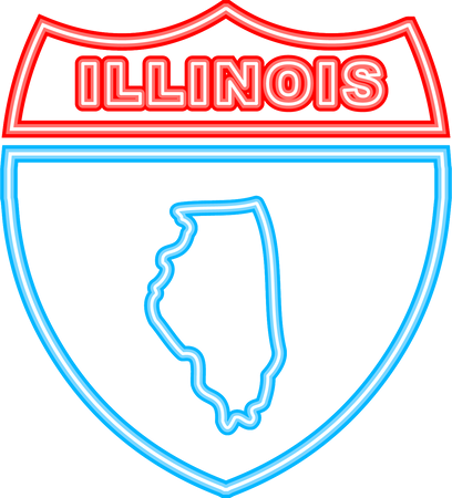 Neon icon map of the state of Illinois