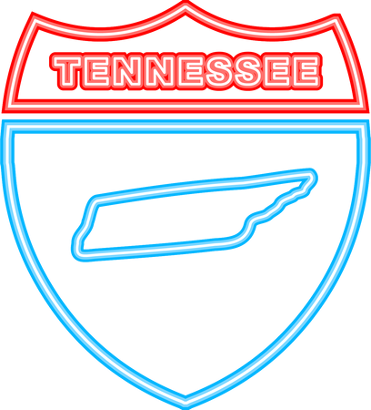 Neon icon map showing the state of Tennessee